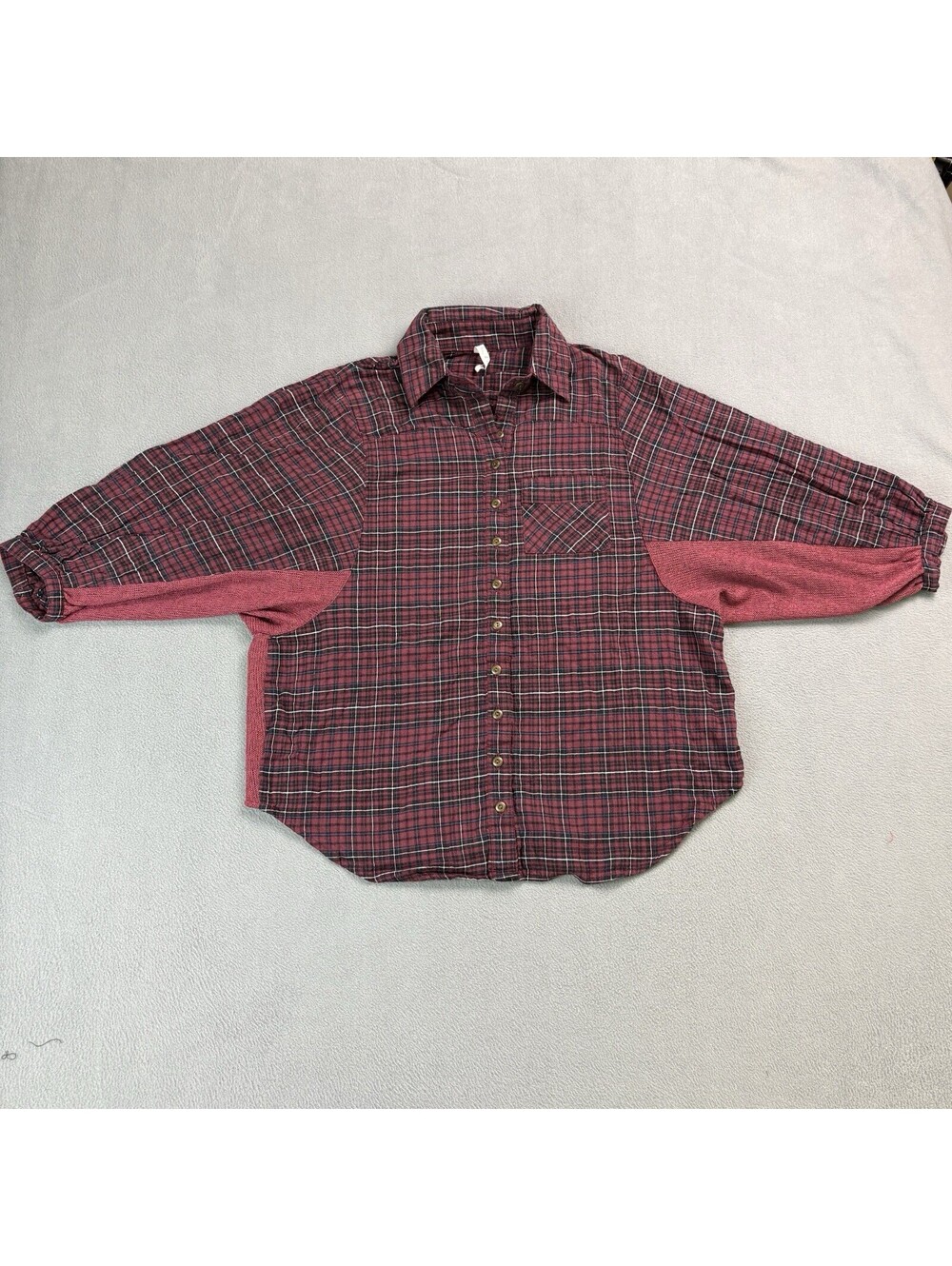 Willow And Clay Plaid Flannel Knit Top Womens Size Large (?) Red